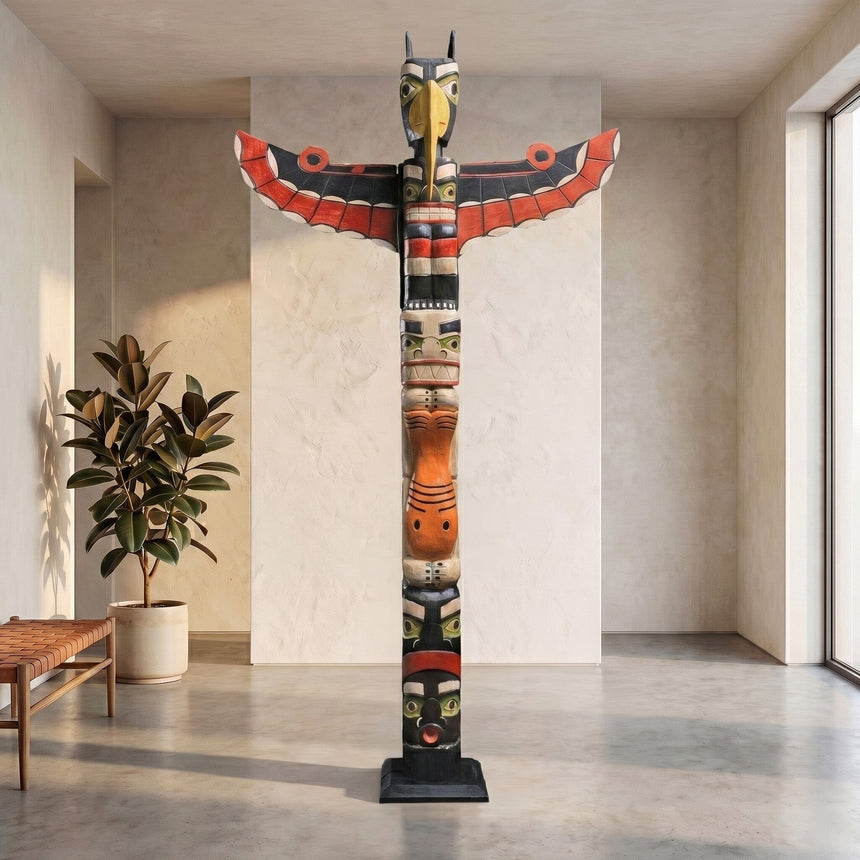 Totem Pole Carving | Wood Maximalist Home Decor | Noro Arts