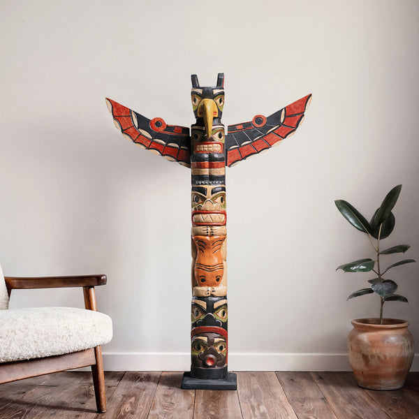 Phoenix Totem Pole | Premium Hand-Carved Wood Sculpture | Noro Arts