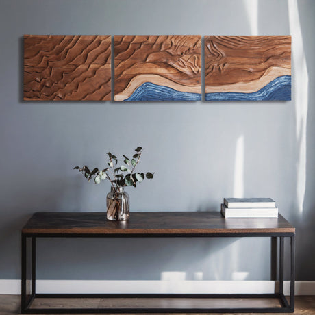 Hand Carved Teak Wall Art  - Coastal Pulse