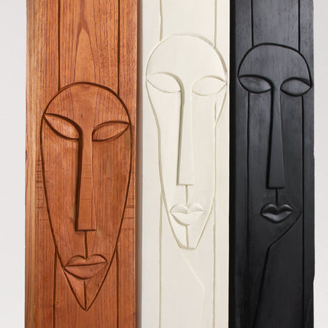Hand Carved Teak Wall Art - Silent Faces