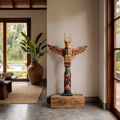 Cosmo Totem Pole | Premium Hand-Carved Wood Sculpture | Noro Arts