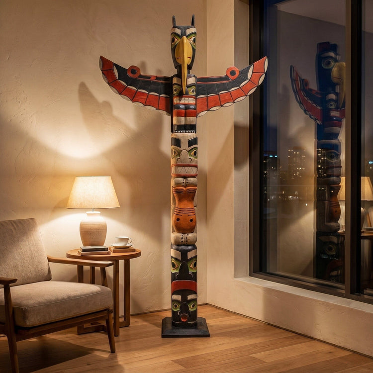 SETO TOTEMPOLE 民藝 Phoenix Totem Pole | Premium Hand-Carved Wood Sculpture | Noro Arts