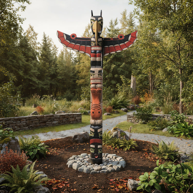 Phoenix Totem Pole | Premium Hand-Carved Wood Sculpture | Noro Arts
