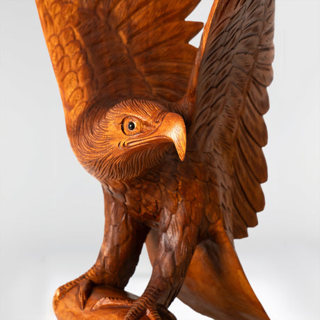 Hand Carved Wood Sculpture - Soaring Eagle