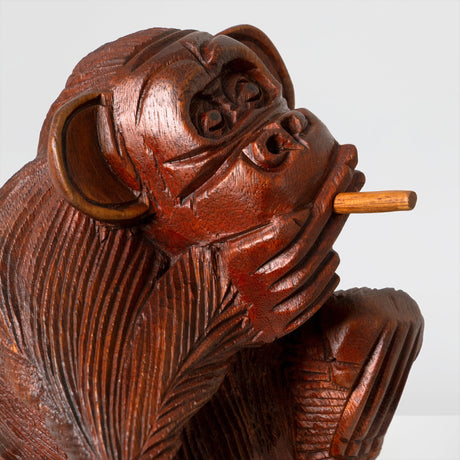 Hand Carved Wood Sculpture - Vicious Monkey