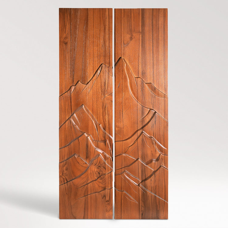 Minimalist Interior Decor Teak Mountain Diptych | Noro Arts