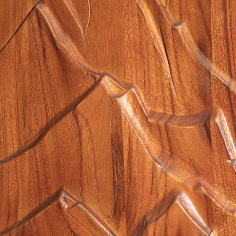 Hand Carved Teak Wall Art - Silent Peaks