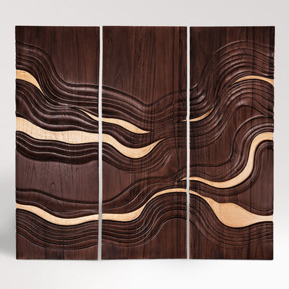 Mid Century Modern Wood Wall Art | Wooden Triptych | Noro Arts