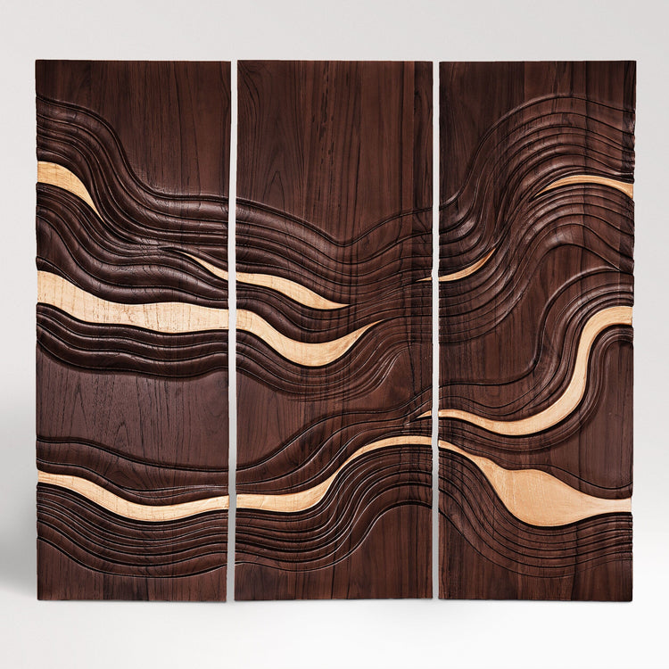 Mid Century Modern Wood Wall Art | Wooden Triptych | Noro Arts