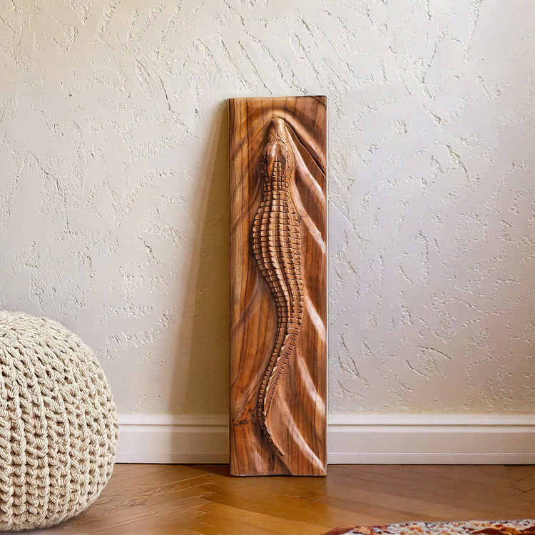 Alligator Sculpture | Wood Carved Animals | Noro Arts