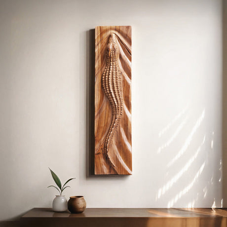 Hand Carved Teak Wall Art  - Crocodile