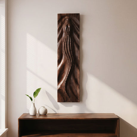 Hand Carved Teak Wall Art  - Crocodile (Dark Teak)