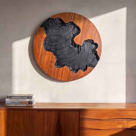 Hand Carved Teak Wall Art - Dark Split