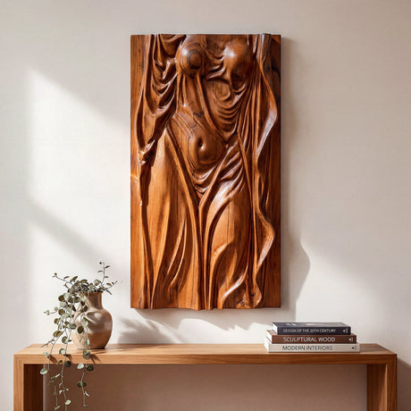Hand Carved Teak Wall Art - Velora