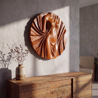 Aurelia Teak Wall Art | Hand-Carved Wood Decor | Noro Arts