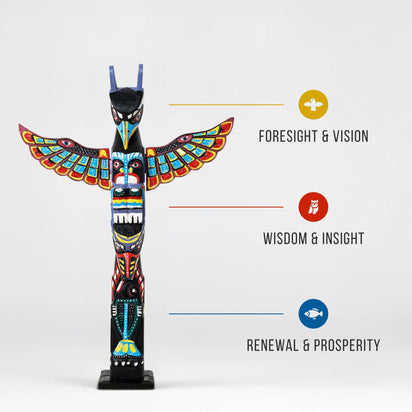 Orbis Totem Pole | Premium Hand-Carved Wood Sculpture | Noro Arts