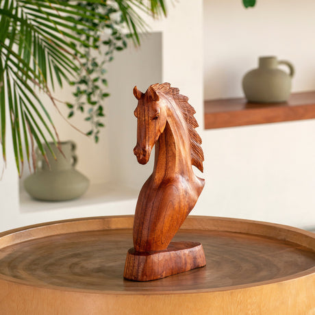 Hand Carved Wood Sculpture - Horse Head