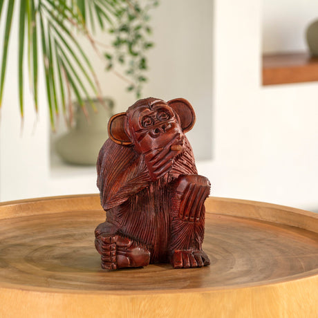 Hand Carved Wood Sculpture - Vicious Monkey