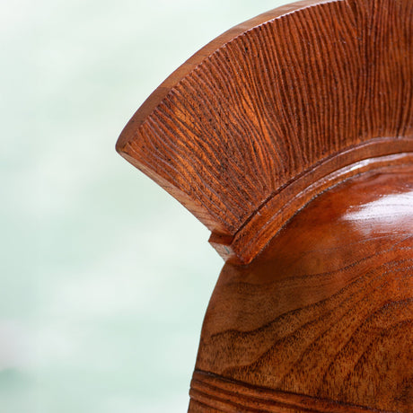 Hand Carved Teak Wood Sculpture - Sparta Helmet