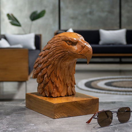 Hand Carved Teak Wood Sculpture - Eagle