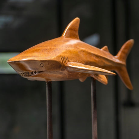 Hand Carved Suar Wood Sculpture - Shark