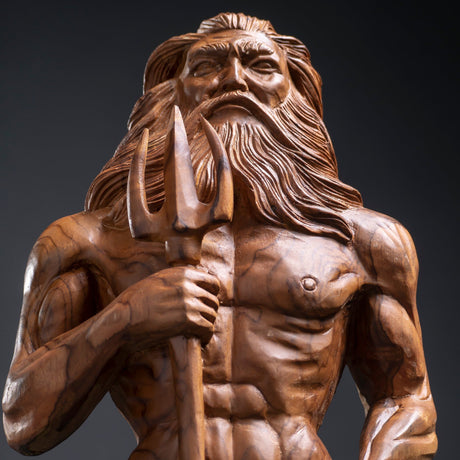 Hand Carved Teak Wood Sculpture - Poseidon