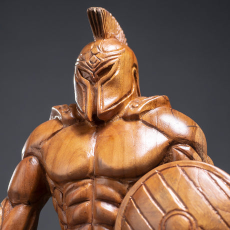Hand Carved Teak Wood Sculpture - Achilles