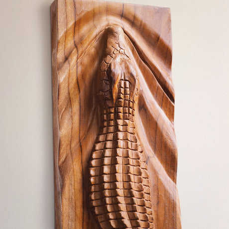 Hand Carved Teak Wall Art  - Crocodile