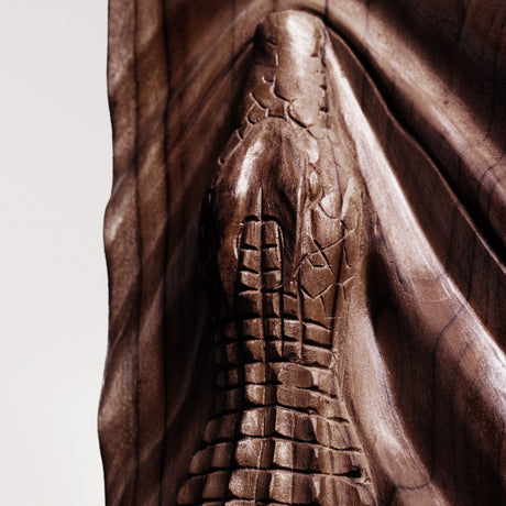 Hand Carved Teak Wall Art  - Crocodile (Dark Teak)