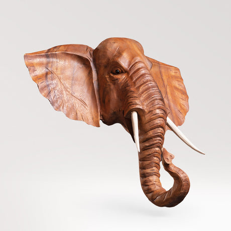 Hand Carved Wood Sculpture - Elephant Head