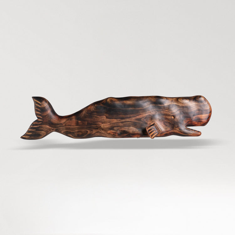 Hand Carved Teak Whale Wall Art | Marine Wood Carving | Noro Arts
