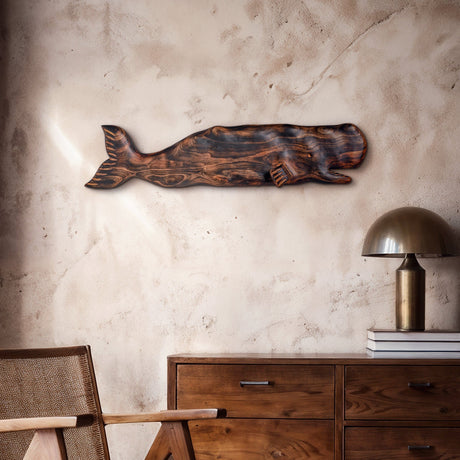 Hand Carved Teak Wall Art  - Whale