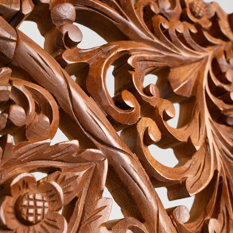Hand Carved Teak Wall Art  - Lotus Mandala