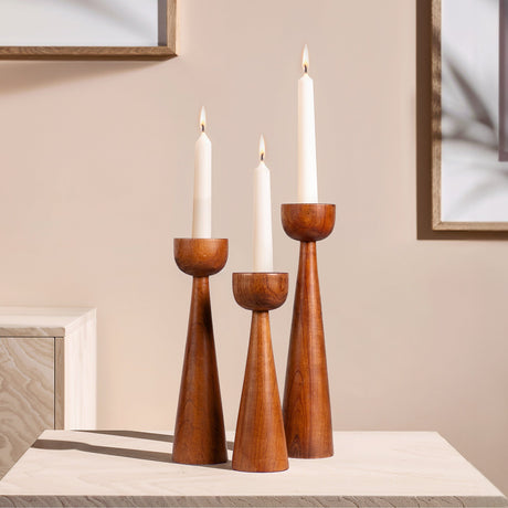 Hand Carved Candle Holder Set - Aura
