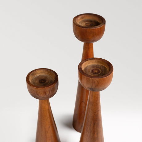 Hand Carved Candle Holder Set - Aura
