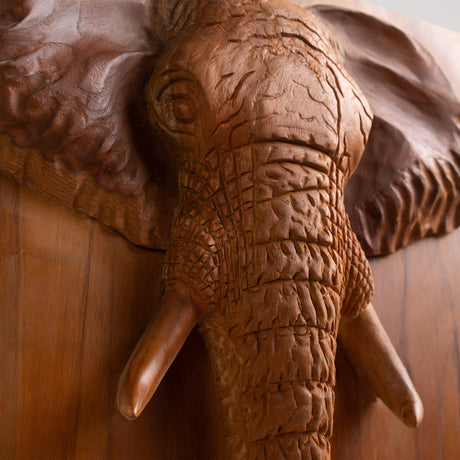 Hand Carved Teak Wall Art - Elephant