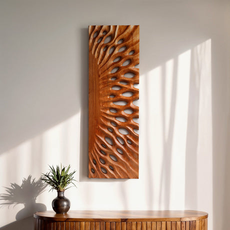 Hand Carved Teak Wall Art - Radiant Bloom