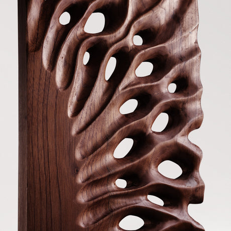 Hand Carved Teak Wall Art - Radiant Bloom (Dark Teak)
