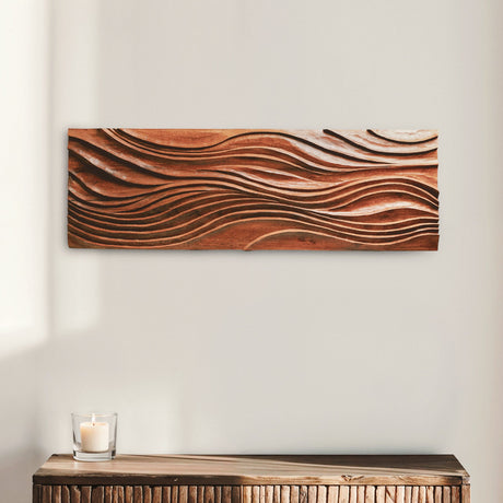 Hand Carved Teak Wall Art - Woven Drift