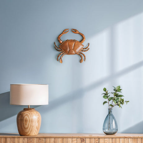Hand Carved Teak Wall Art - Crab