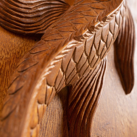 Hand Carved Teak Wall Art - Koi