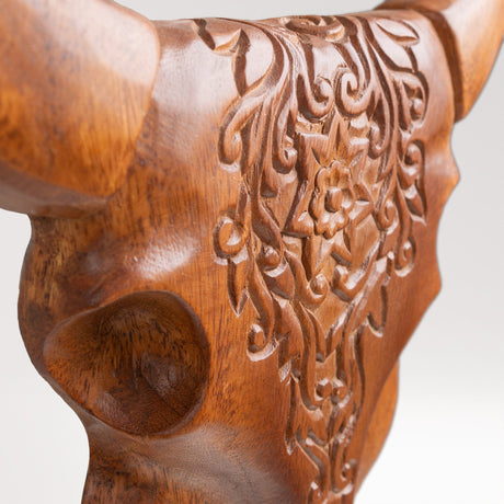 Hand Carved Teak Wall Art - Buffalo Mandala