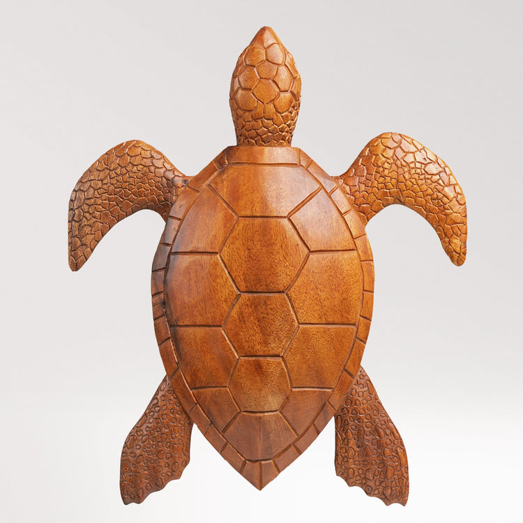 Teak Wood Sea Turtle Wall Hanging | Hand-Carved Art Piece | Noro Arts