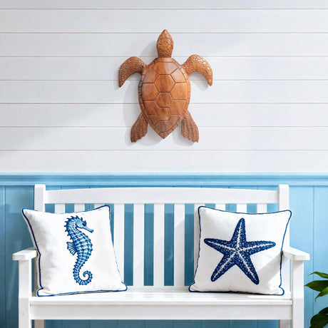 Hand Carved Teak Wall Art - Sea Turtle