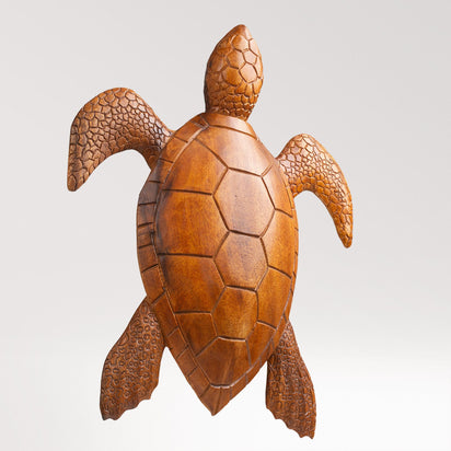 Teak Wood Sea Turtle Wall Hanging | Hand-Carved Art Piece | Noro Arts