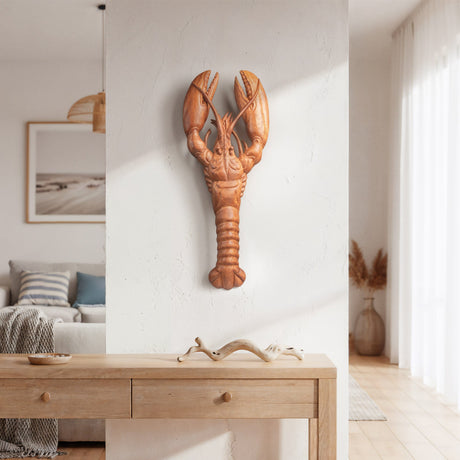Hand Carved Teak Wall Art - Lobster