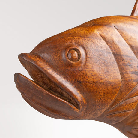 Hand Carved Teak Wall Art - Bass Fish