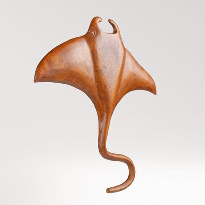 Hand-Carved Teak Manta Ray Wall Art | Coastal Wooden Decor | Noro Arts