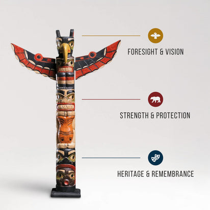 Phoenix Totem Pole | Premium Hand-Carved Wood Sculpture | Noro Arts