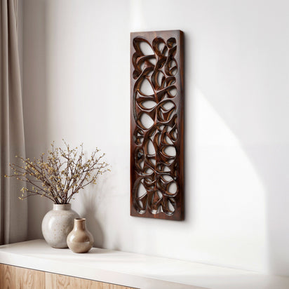 Tangle Teak Wall Art | Premium Hand-Carved Wood Sculpture | Noro Arts